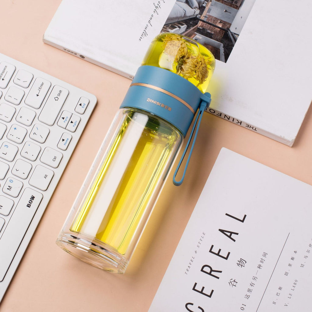 Glass Water Bottle With Tea Infuser Filter Tea Separation Double Wall Glass Bottle Leakproof Water Bottle What Else You Got?
