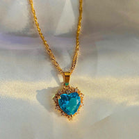 Radiant Heart Jewelry - Gold Clavicle Chain with Colorful Rhinestones - Personalized Valentine's Day Gift for Her