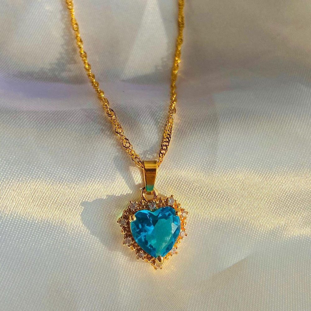 Colorful Rhinestones Heart-shped Necklace Love Gold Clavicle Chain Ins Personalized Jewelry For Women Valentine's Day What Else You Got?