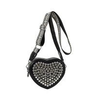 Heart-Shaped PU Crossbody Bag – Rivet-Detail Women’s Shoulder Bag