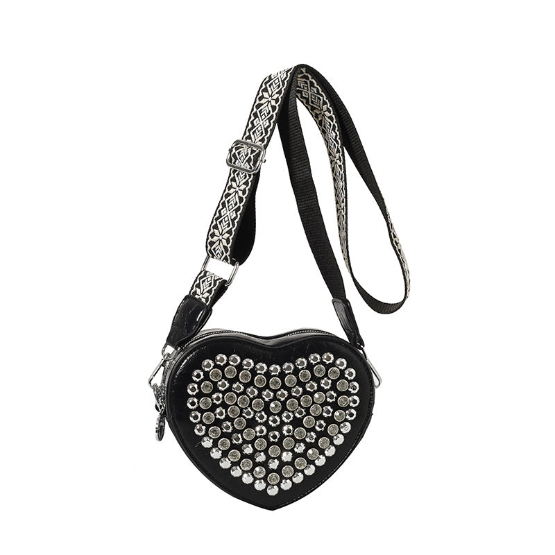 Heart‑Shaped PU Leather Crossbody Bag – Wide Strap Rivet Phone Shoulder Bag What Else You Got?