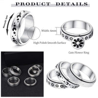 Stainless Steel Spinner Ring – Vintage Moon & Stars Fidget Ring for Stress Relief (Unisex, Rotatable)