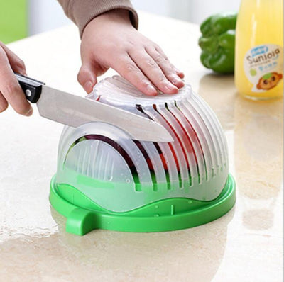 Salad Cutter Bowl – Rotating Chopper & Strainer for Fruits & Vegetables