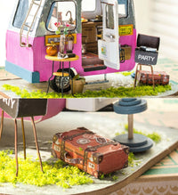Happy Camper Miniature Dollhouse Trailer – DIY Wooden Craft Kit for Christian Families | Faith-Based Family Fun & Creativity
