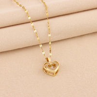 Double-Layer Love Necklace – Sparkling Rhinestone Pendant in Titanium Steel for Women