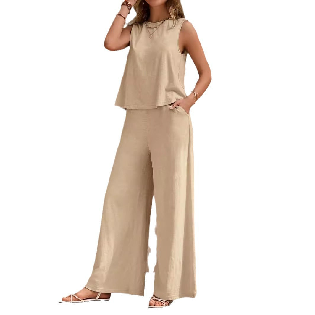 Solid Color Casual Loose Pants Sets For Women Elegant Spring Summer Women's Two Pieces Suit Full Trouser Set Female Outfit Clothes What Else You Got?