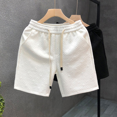 Elegant White Jacquard Shorts for Men - Lightweight & Comfortable