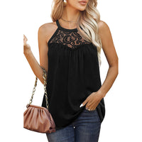 Elegant Women's Summer Lace Halter Tank Tops - Loose Fit Cotton Sleeveless Shirts - Versatile & Comfortable
