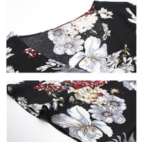 Graceful Summer Floral Dress - V Neck Elastic Waist Comfort Fit for Women