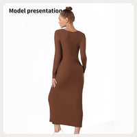 Elegant Women's Modest Solid Color Dress - Versatile & Affordable Fashion