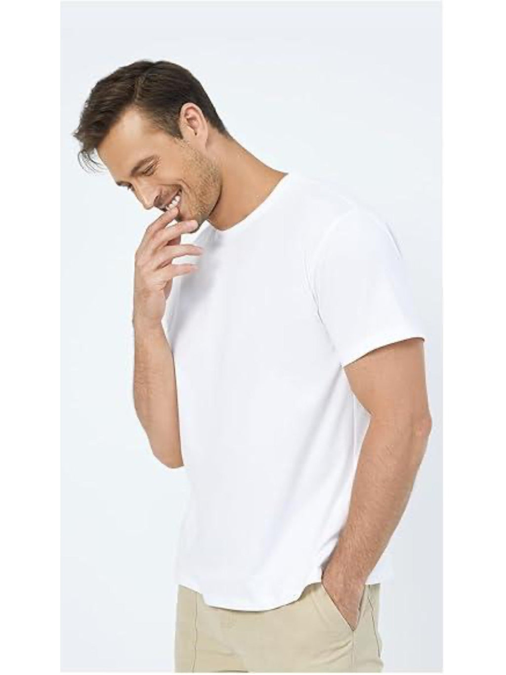 Men’s Water‑Repellent White Crewneck T‑Shirt – Stretch Cotton Sorona Blend (Stain‑Resistant) What Else You Got?