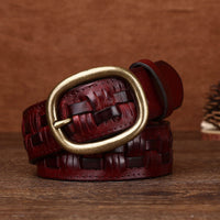 Handcrafted Men's Leather Belt - Premium First-Layer Cowhide with Personalized Brass Buckle - Distressed & Vegetable Tanned - Perfect for Every Occasion