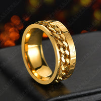 Men’s Roman Numeral Spinner Ring – Titanium Steel Fidget Chain Band, Punk & Couple Jewelry