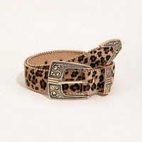 Leopard Print Women's Waist Belt – Boho Western Statement Belt with Alloy Buckle