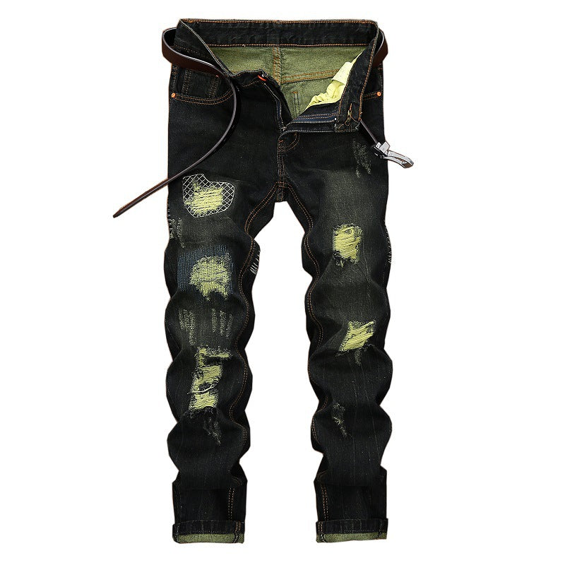 Men’s Retro Ripped Straight Jeans – Mid‑Waist Cotton Denim Pants What Else You Got?