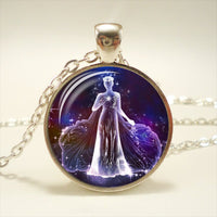 Zodiac Time Gemstone Glass Pendant Necklace - Celestial Christian Gift