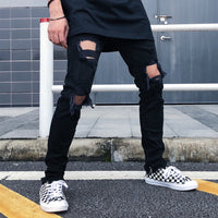 Men's Black Torn Jeans – High Street Distressed Denim