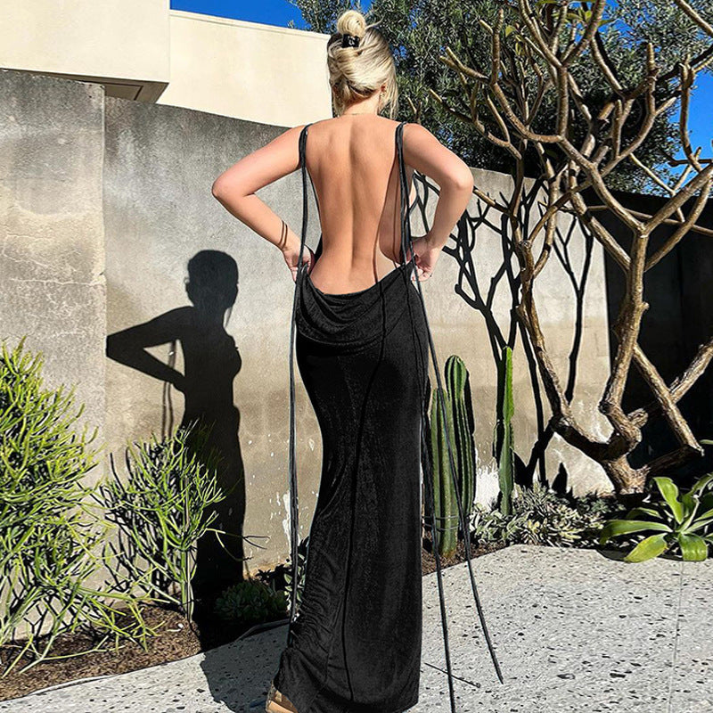 Women's Backless Sexy Strap Slim Dress Tube Top Halter Dress Club Party Beach Outfits Summer What Else You Got?