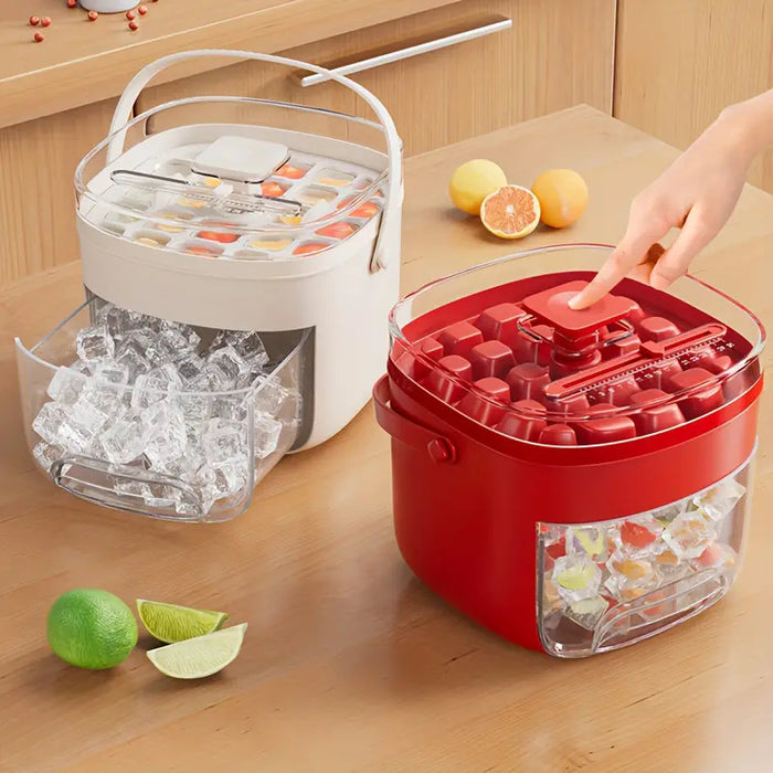 Large Capacity Ice Cube Tray – 48-Cube Press Ice Maker with Storage
