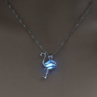 Glow-in-the-Dark Flamingo Necklace – Hollow Cut-Out Pendant 45 cm