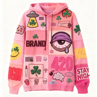 Psychedelic 420 Smoke Graphic Hoodie – Clover & All-Seeing Eye Streetwear