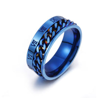 Men’s Roman Numeral Spinner Ring – Titanium Steel Fidget Chain Band, Punk & Couple Jewelry