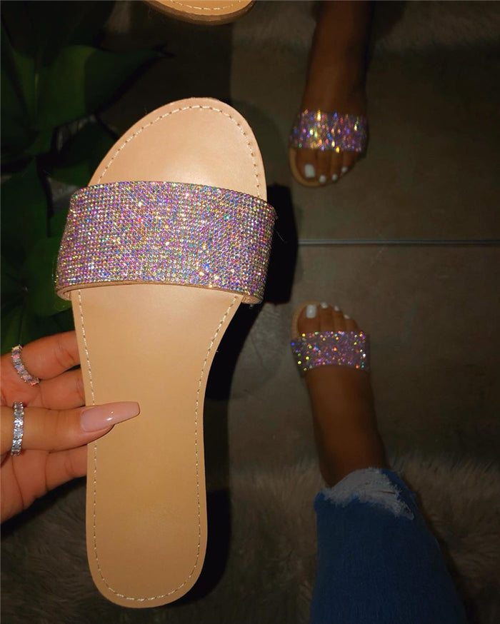 Women's Rhinestone Beach Sandals – Lightweight EVA Slip-On