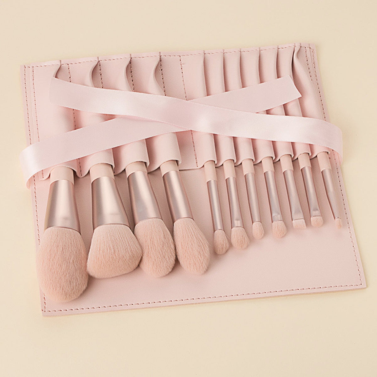 11-Piece Christian Makeup Brush Set - Elegant Wooden Handles & Gift-Ready Pink Bag