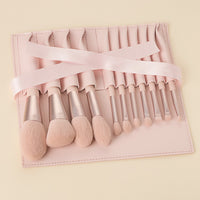 11-Piece Christian Makeup Brush Set - Elegant Wooden Handles & Gift-Ready Pink Bag