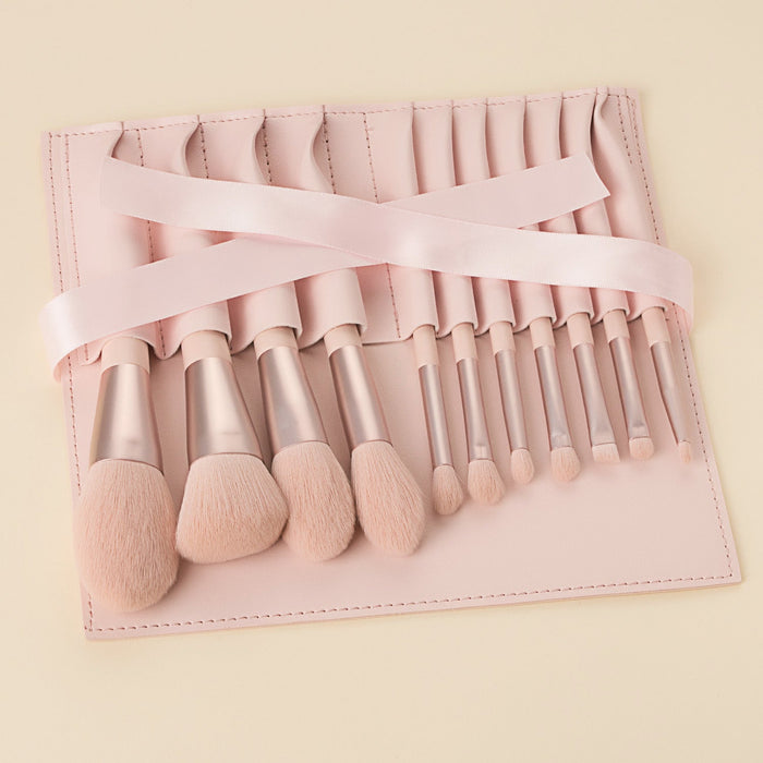 11-Piece Christian Makeup Brush Set - Elegant Wooden Handles & Gift-Ready Pink Bag