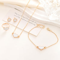 Elegant 4-Piece Love Heart Jewelry Set - Necklace, Bracelet, Ring & Earrings | Christian Gift Idea