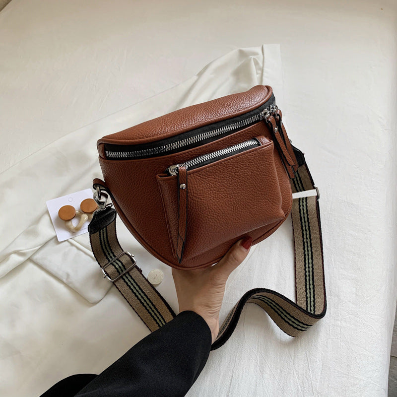 Soft PU Saddle Crossbody Bag – Casual Everyday Shoulder Bag with Patchwork Stitching What Else You Got?
