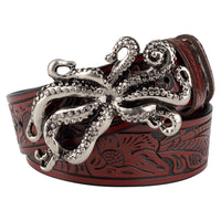 Men's Embossed Octopus Pattern Leather Belt