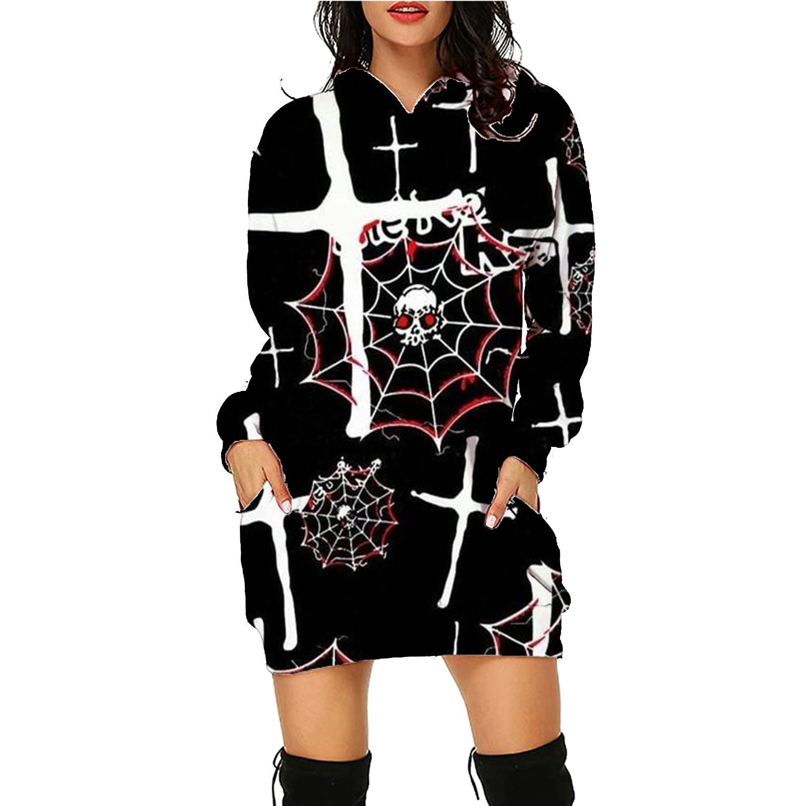 Halloween Print Long Hoodie With Pockets Sweater Long Sleeve Clothes Women What Else You Got?