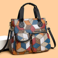 Vintage Biker Crossbody Bag – Washed PU Leather Tote with Dual Pockets