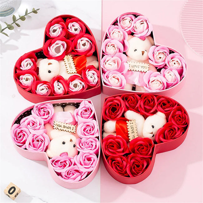 Heart-Shaped Rose Soap Flowers Gift Box – Perfect Valentine’s Day, Christmas, Mother’s Day & Birthday Gift