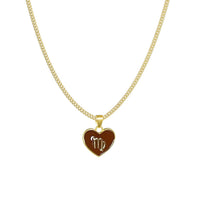 Fashion Color Zodiac Peach Heart Alloy Necklace