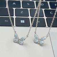 Glow-in-the-Dark Blue Butterfly Jewelry Set – Necklace & Earrings