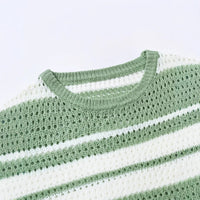 Mens Short-sleeved Color-block Casual Shirt With A Retro Striped Design