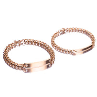 Elegant Engraved Titanium Steel Lovers' Day 18K Gold Plated Couple Bracelet - Perfect Gift for Him & Her