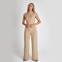 Virtuous Vogue Jumpsuit - Elegant Sleeveless V-Neck for Women
