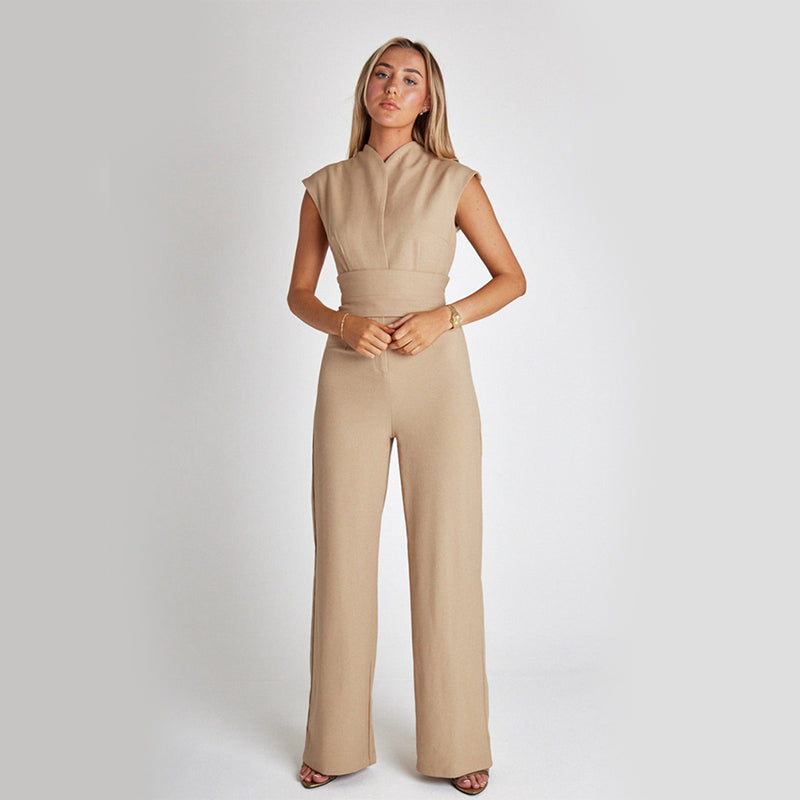 Fashion Elegant Long Sleeveless Jumpsuit Summer V-neck Casual Wide Leg Long Overalls Clothing For Women What Else You Got?