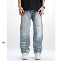 Men's Distressed Jeans – Washed & Frayed Straight-Leg Denim