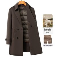 Heavenly Warmth: Premium Double-Faced Wool Coat with Detachable Goose Down Lining – Winter Overcoat for Men & Women