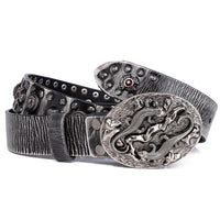 Punk Rivet Studded Leather Belt – Wide Rock-Style Waist Belt for Men & Women