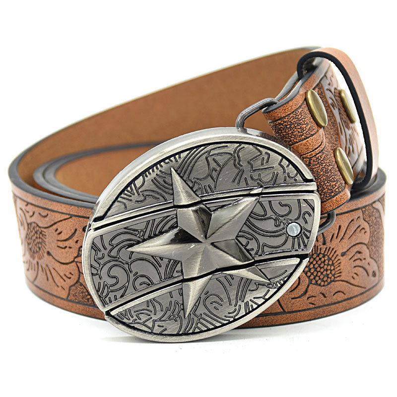 Personality Student Trendy Printing Engraving Smooth Buckle Knife Embossing Belt What Else You Got?