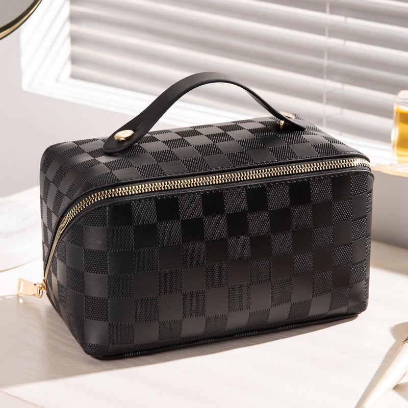 Plaid Pillow Cosmetic Bag – Large‑Capacity PU Travel Makeup & Toiletry Organizer What Else You Got?