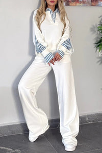 Divine Comfort Set: Elegant Lapel Shirt & Soft Hoodie for Women in Cotton