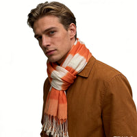 Coral Abstract Printed Scarf – Flowy Fringed Casual Scarf for Women & Men
