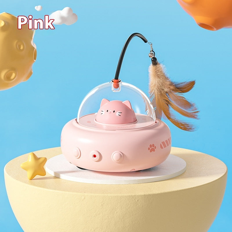 Smart Teaser Cat Toy – Electric UFO Feather Teaser with Bell (USB Rechargeable) What Else You Got?